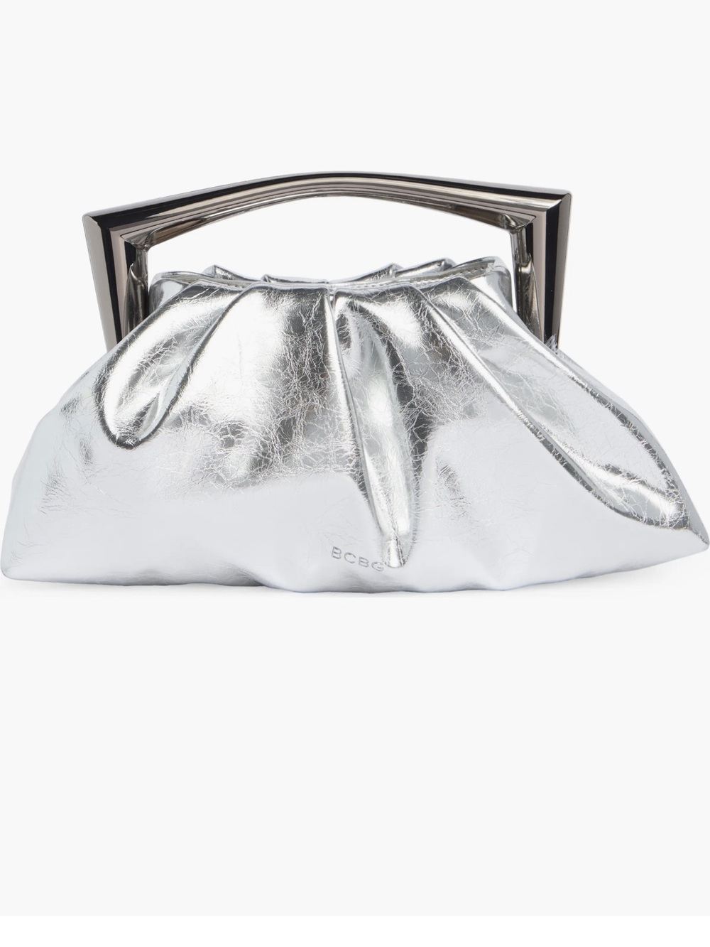 BCBGMaxAzria Metallic Silver Structured-Top Clutch